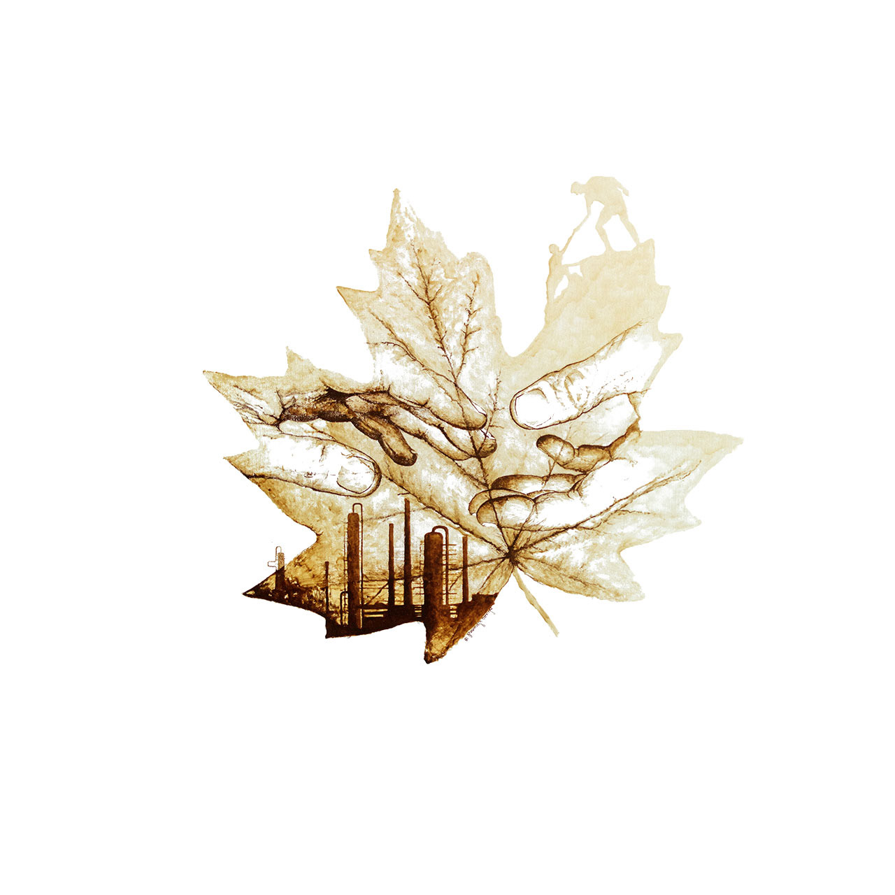 Keyera Teamwork, a contemporary bitumen commissioned painting on canvas by artist Lucas Seaward from Edmonton, Alberta for Keyera Corp (30inch x 48inch)