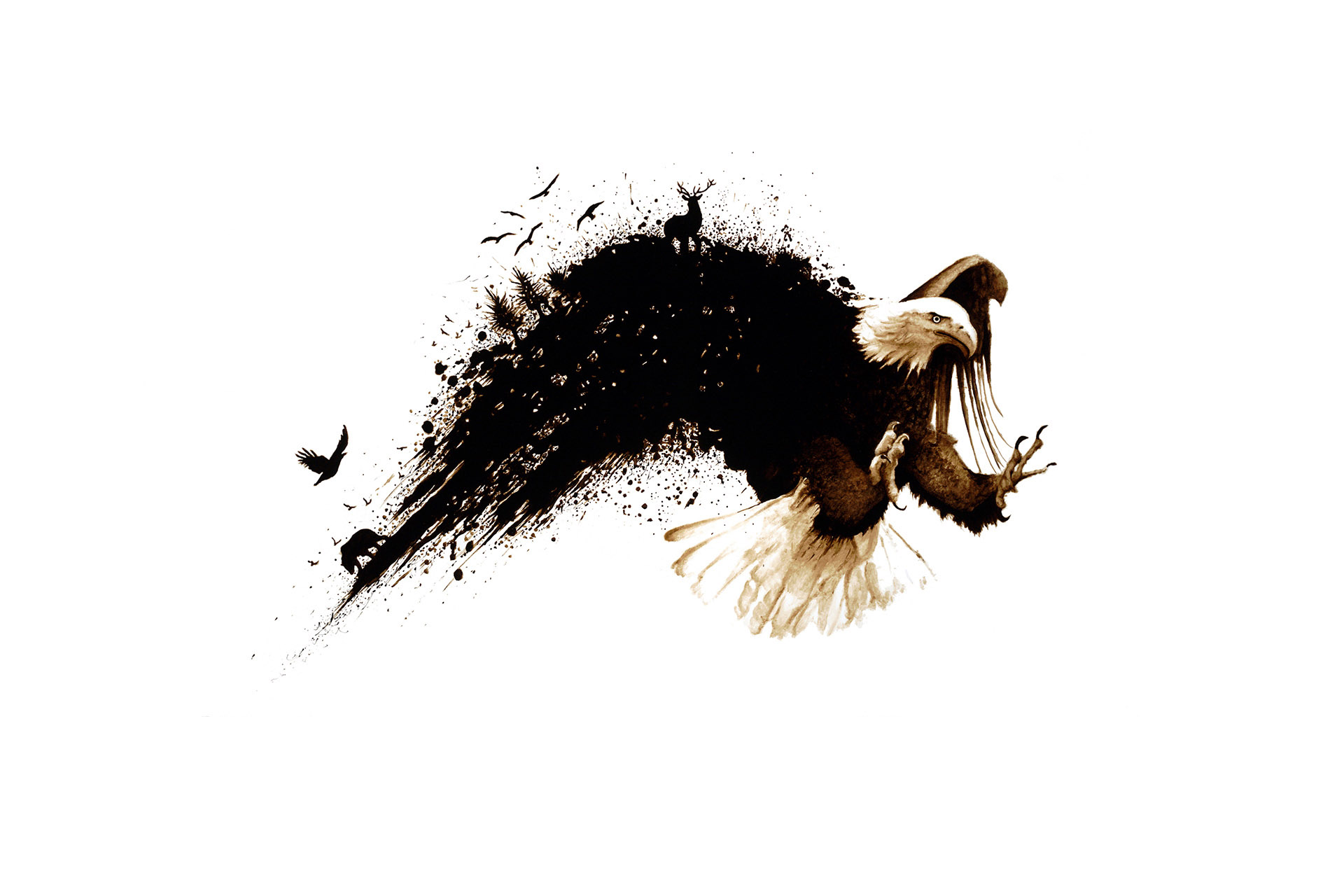 Tenacious Talons bitumen painting on canvas by artist Lucas Seaward from Edmonton, Alberta (60inch x 36inch)